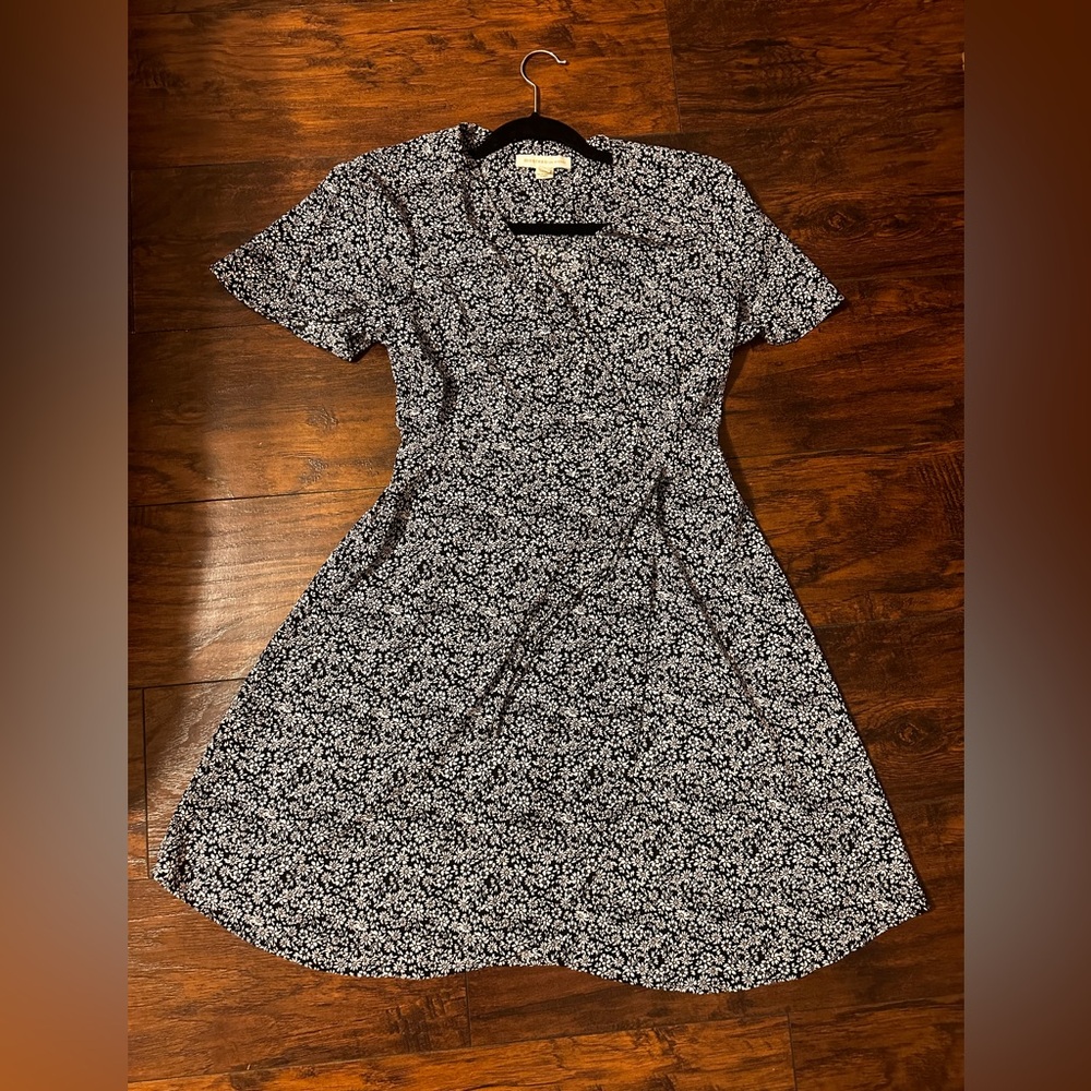 Black and white Monteau wrap-style dress